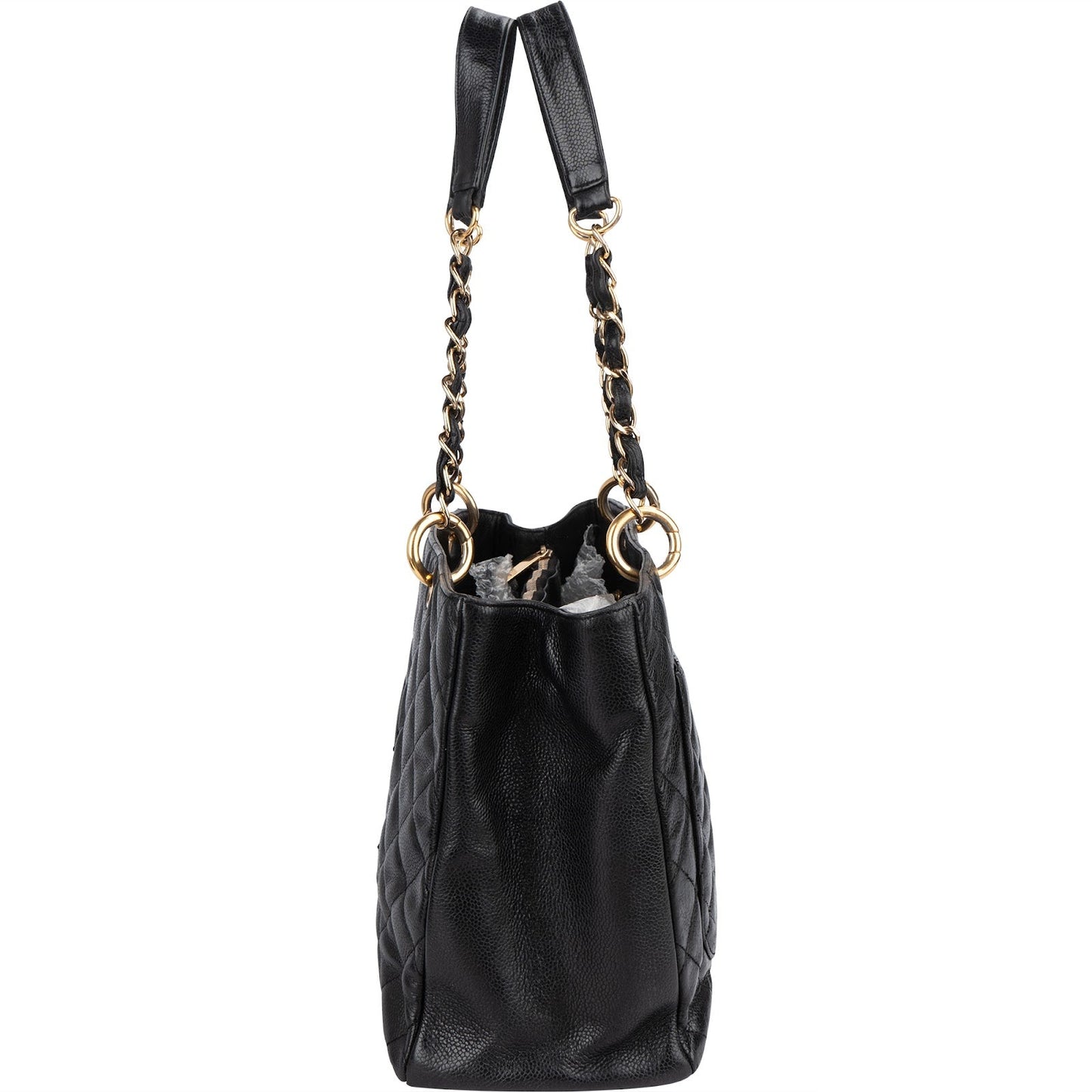 Chanel Quilted Caviar Leather Grand Shopping Tote Shoulder Bag