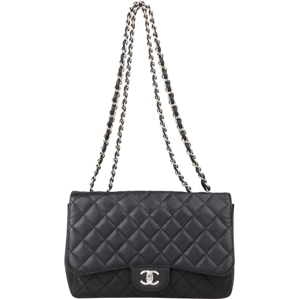 Chanel Quilted Caviar Leather Jumbo Single Flap Crossbody Bag