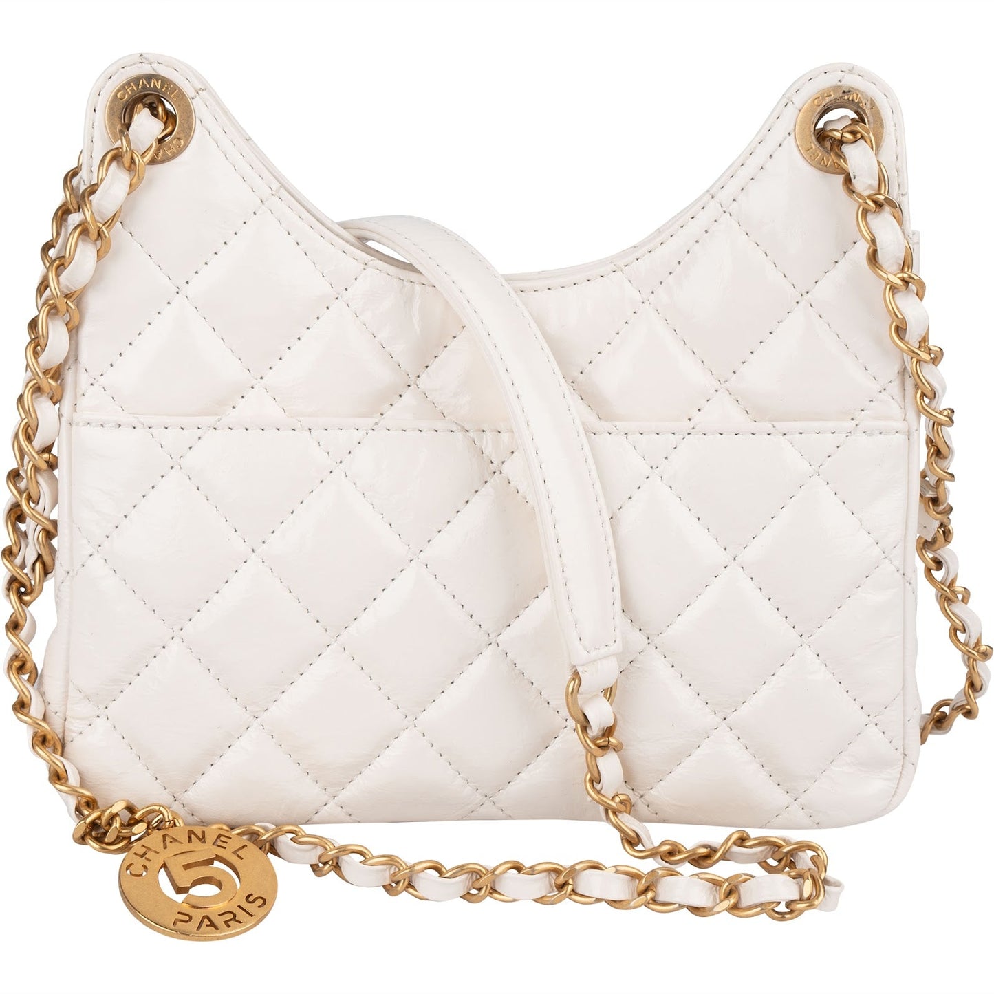 Chanel Quilted Shiny Leather Wavy CC Crossbody Bag