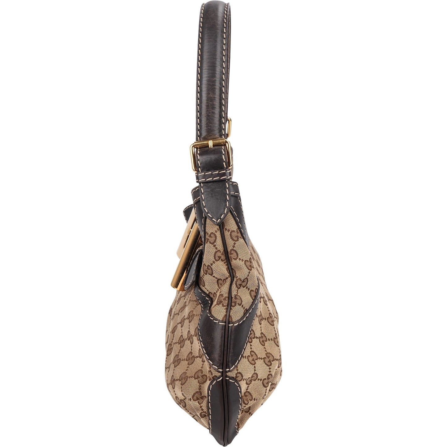 Gucci Monogram GG Large Buckle Hobo Shoulder Bag