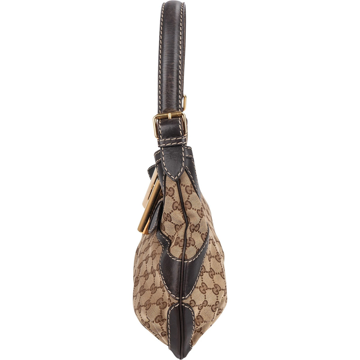 Gucci Monogram GG Large Buckle Hobo Shoulder Bag