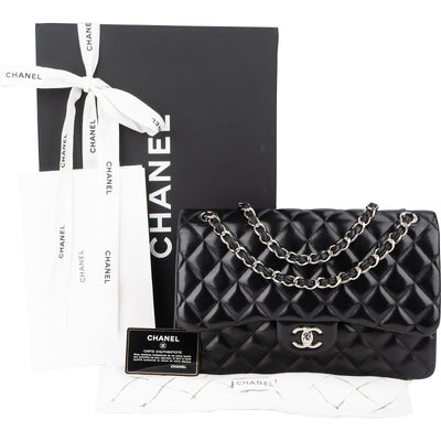 Chanel Quilted Lambskin Jumbo Double Flap Crossbody Bag