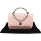 Chanel Pink Quilted Lambskin Crystal Top Handle Wallet On Chain Crossbody Bag