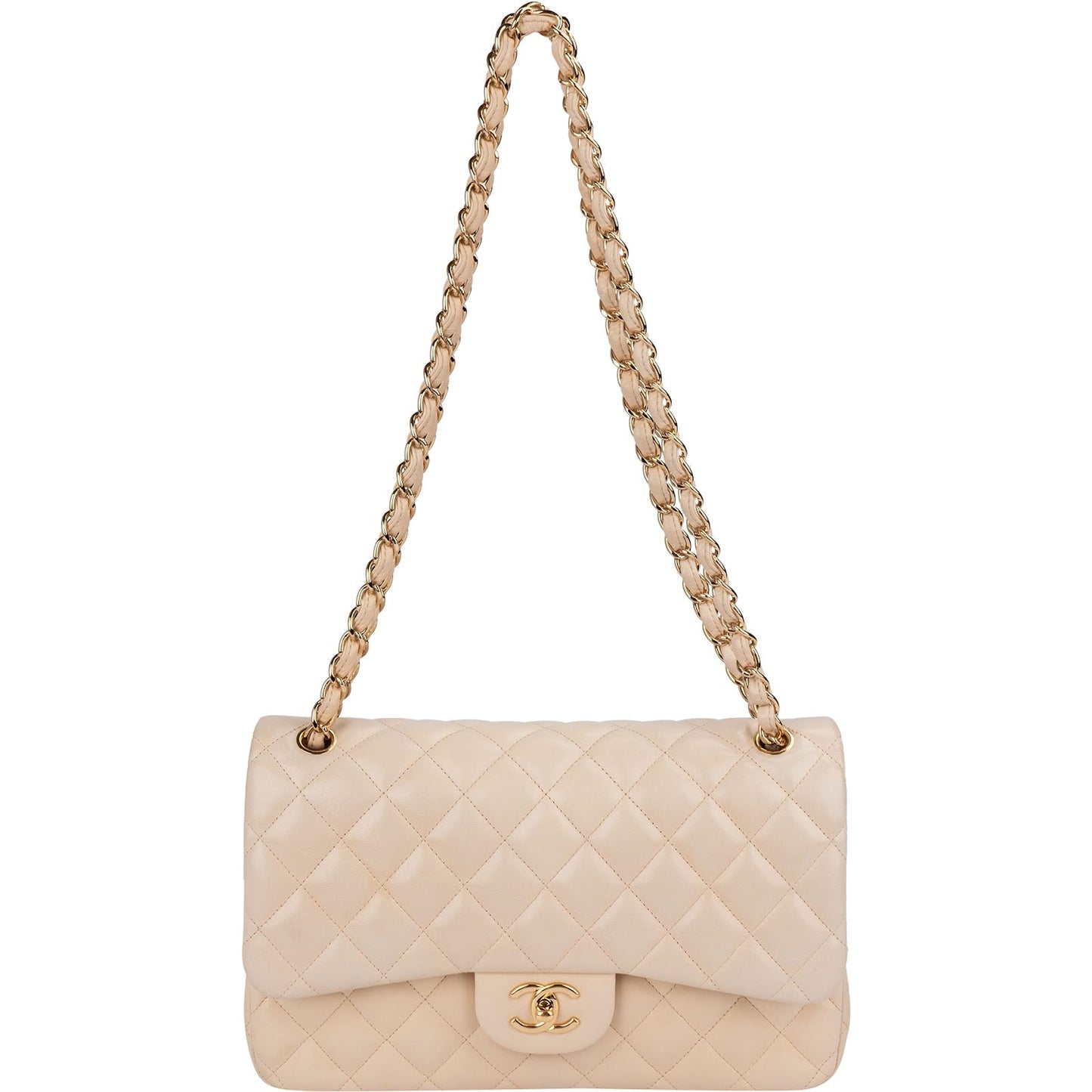 Chanel Quilted Lambskin Jumbo Double Flap Crossbody Bag