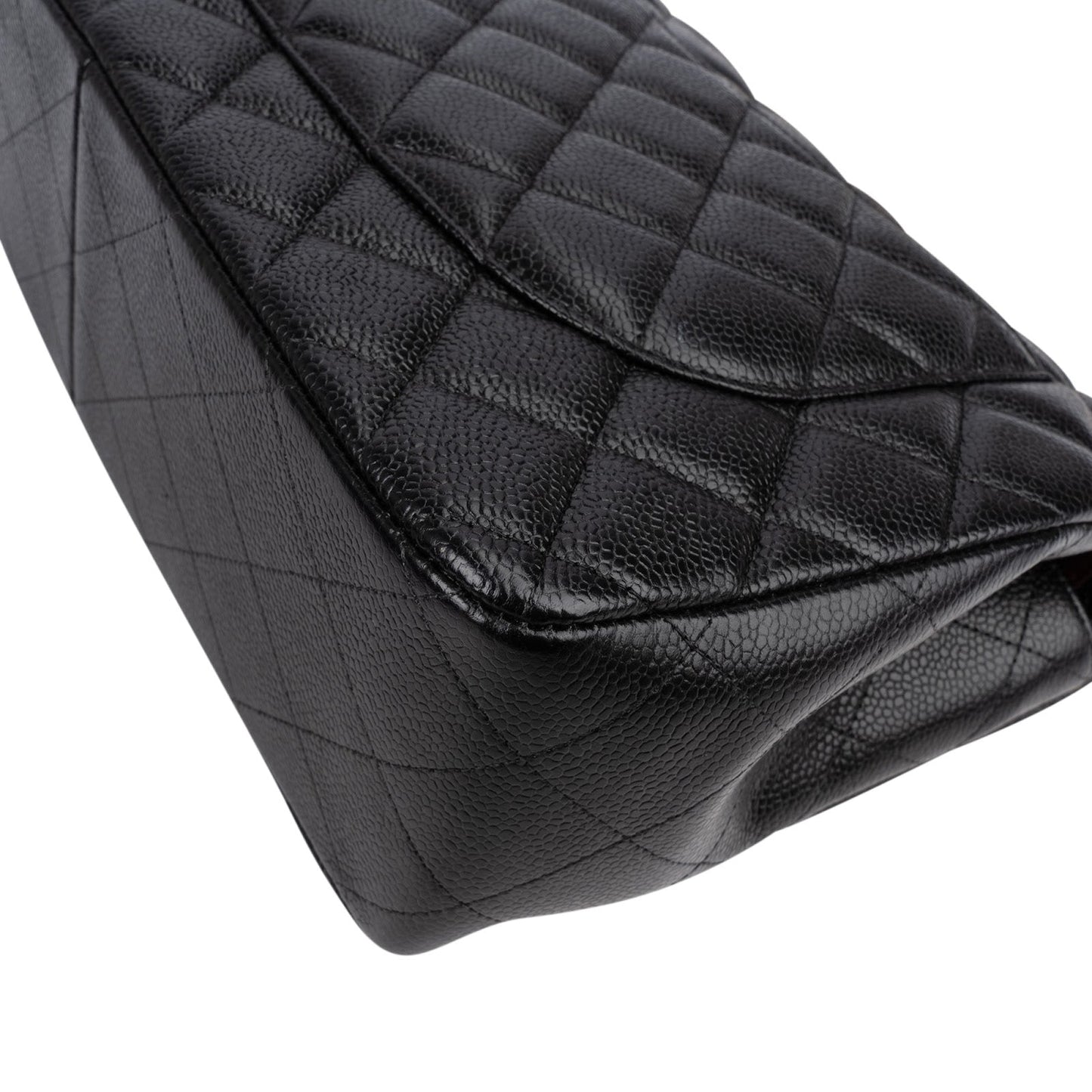 Chanel Caviar Leather Palladium Jumbo Double Flap Crossbody Bag