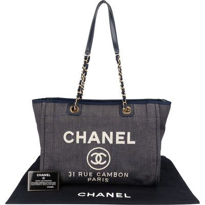 Chanel Denim Deauville Tote Shoulder Bag