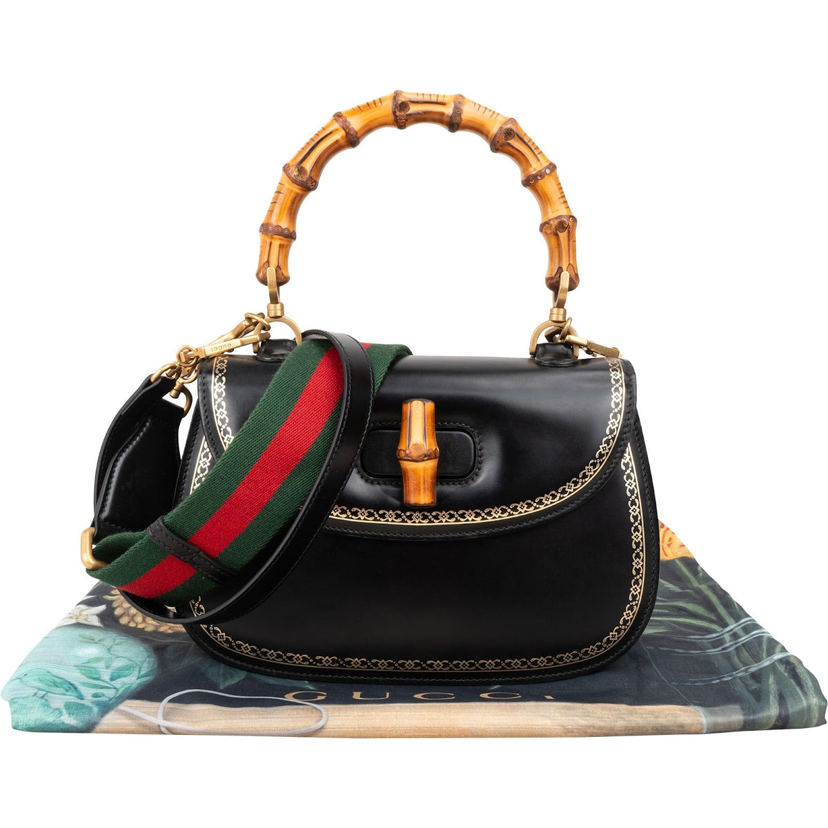 Gucci Bamboo 1947 Top Handle aus schwarzem Leder – Ansicht 2