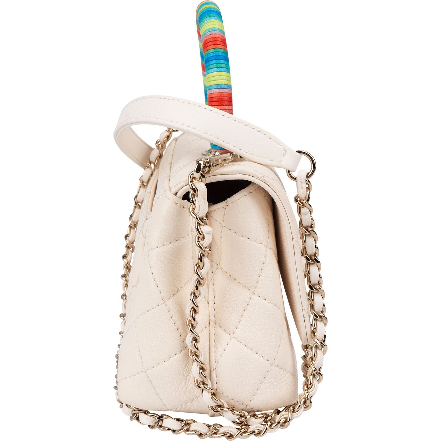 Chanel Quilted Leather Coco Rainbow Top Handle Flap Handbag