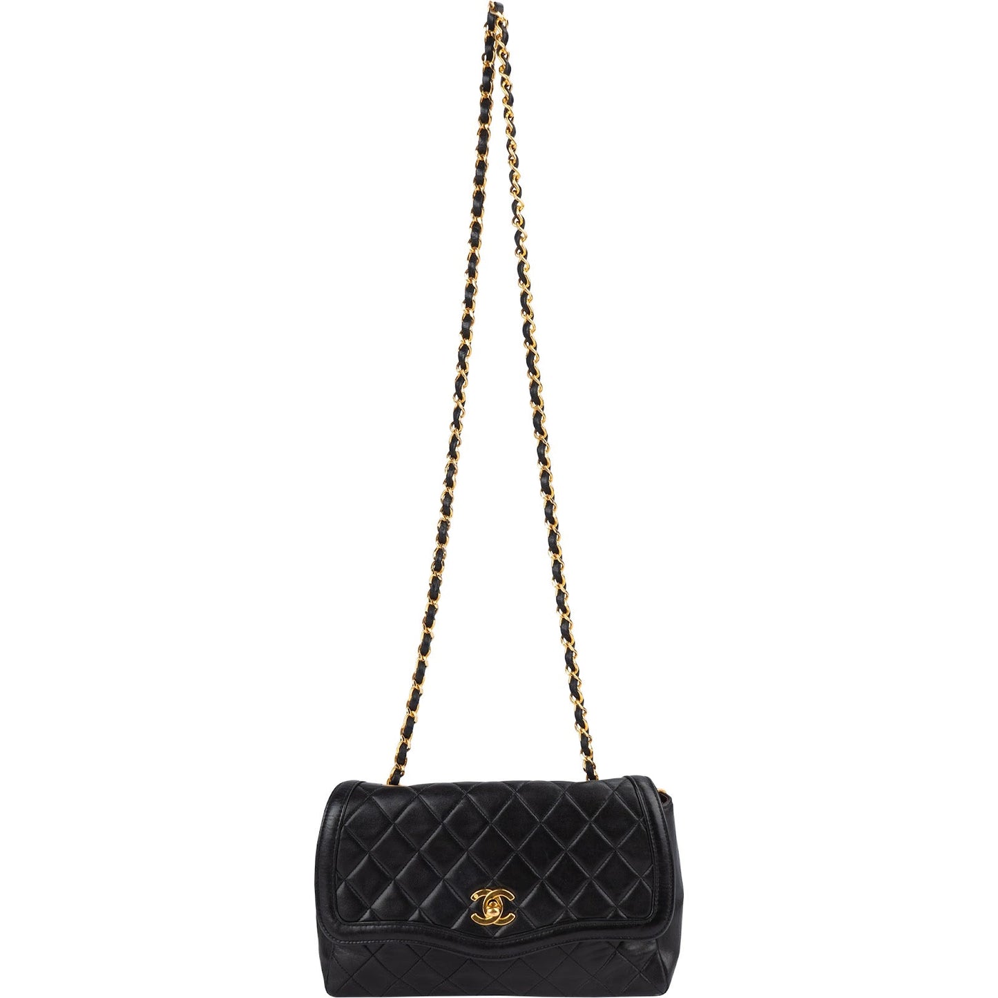 Chanel Quilted Lambskin 24K Gold Single Flap Crossbody Bag
