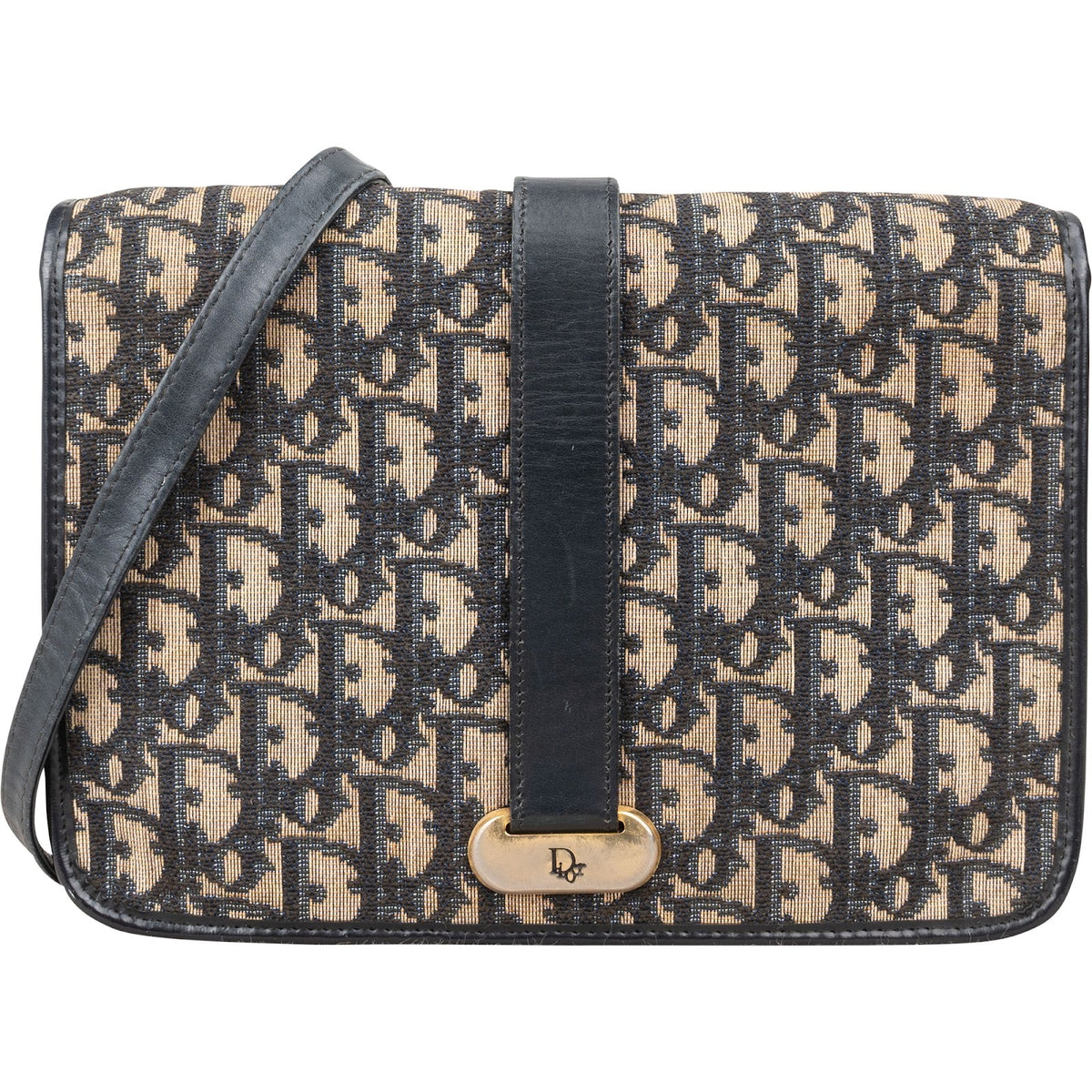 Christian Dior Monogram Oblique Canvas Vintage Flap Crossbody Bag