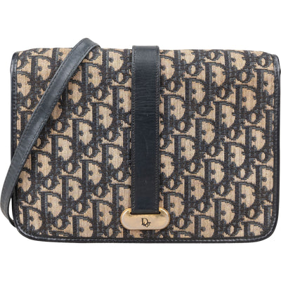 Christian Dior Monogram Oblique Canvas Vintage Flap Crossbody Bag
