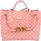 Bottega Veneta Pink Intrecciato Leather Small Andiamo Tote Handbag