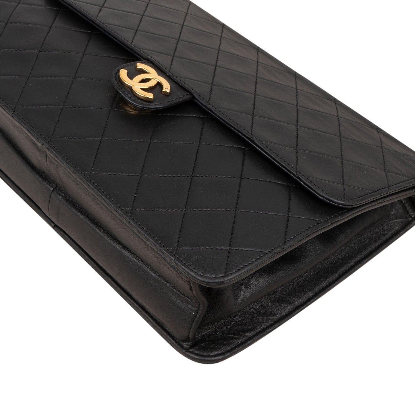 Chanel Quilted Lambskin 24K Gold Single Flap Shoulder Bag