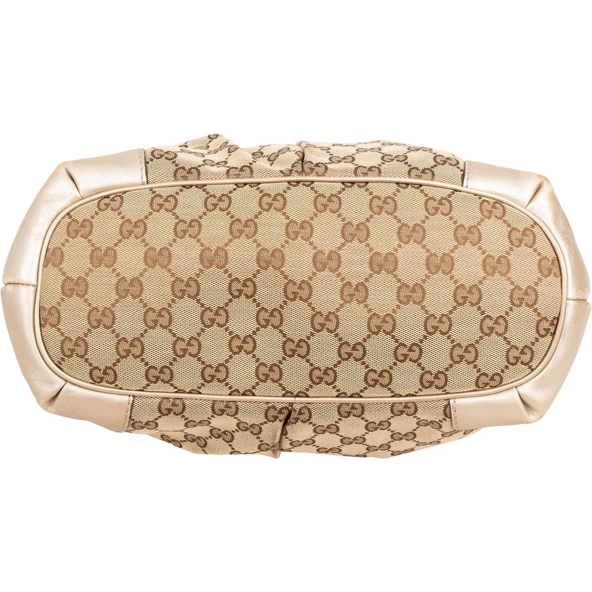 Gucci Monogram GG Canvas Metallic Leather Sukey Handbag