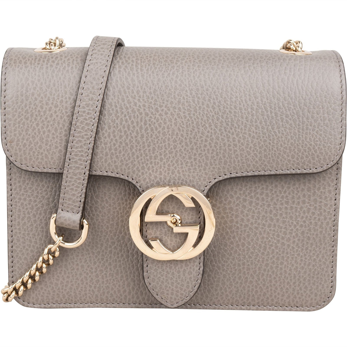 Gucci Grained Leather Interlocking GG Small Crossbody Bag