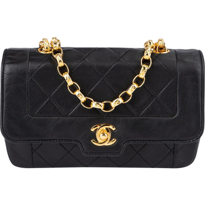 Chanel Quilted Lambskin 24K Gold Small Diana Single Flap Crossbody Bag