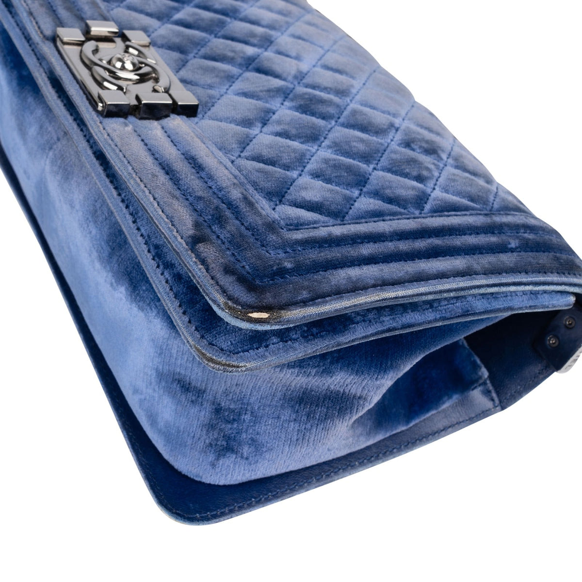 Chanel Blue Velvet Medium Boy Crossbody Bag