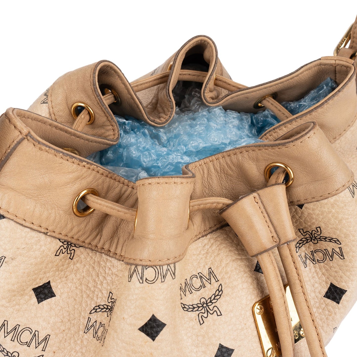 MCM Monogram Visetos Drawstring Bucket Crossbody Bag