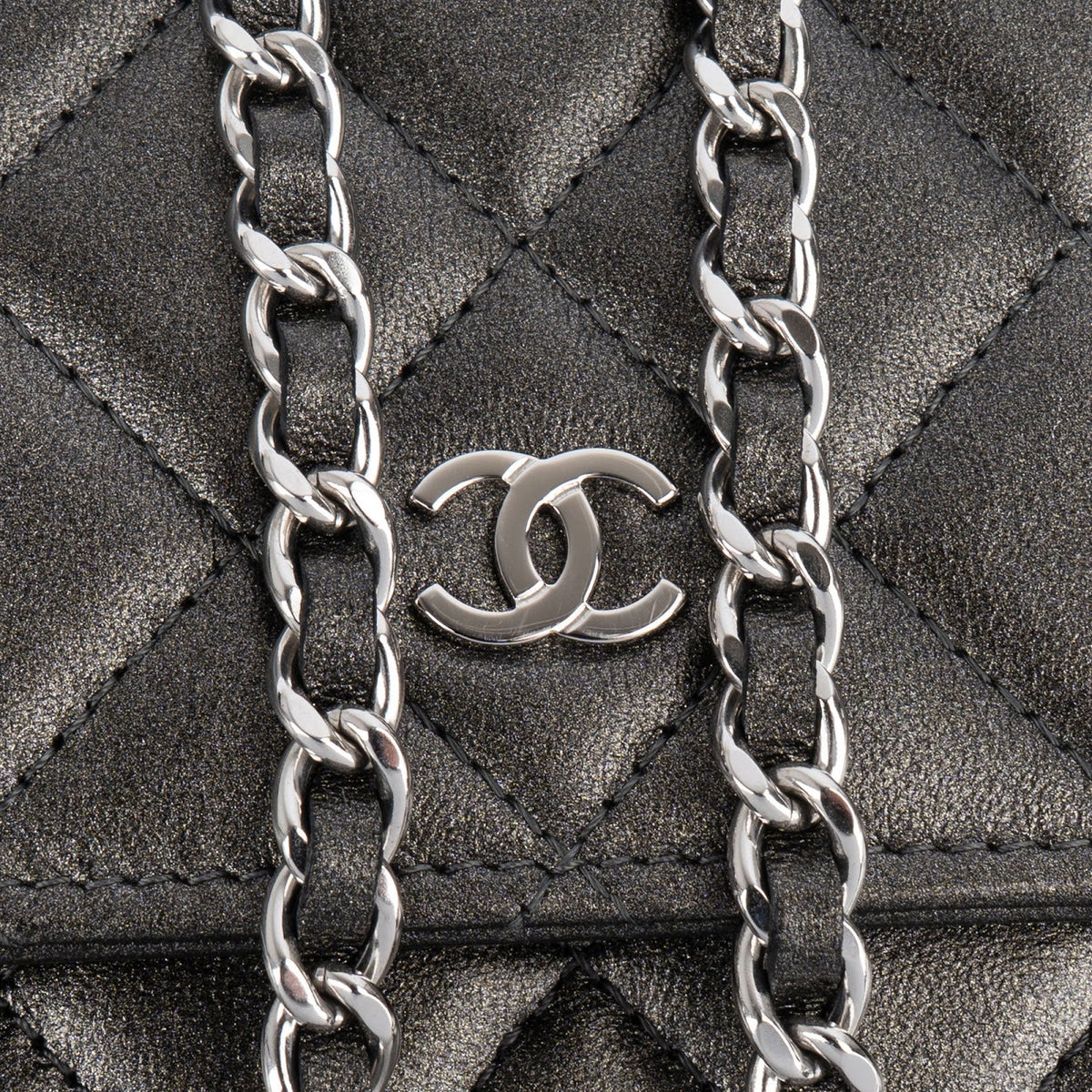 Chanel Quilted Metallic Lambskin Leather Wallet On Chain Crossbody Bag
