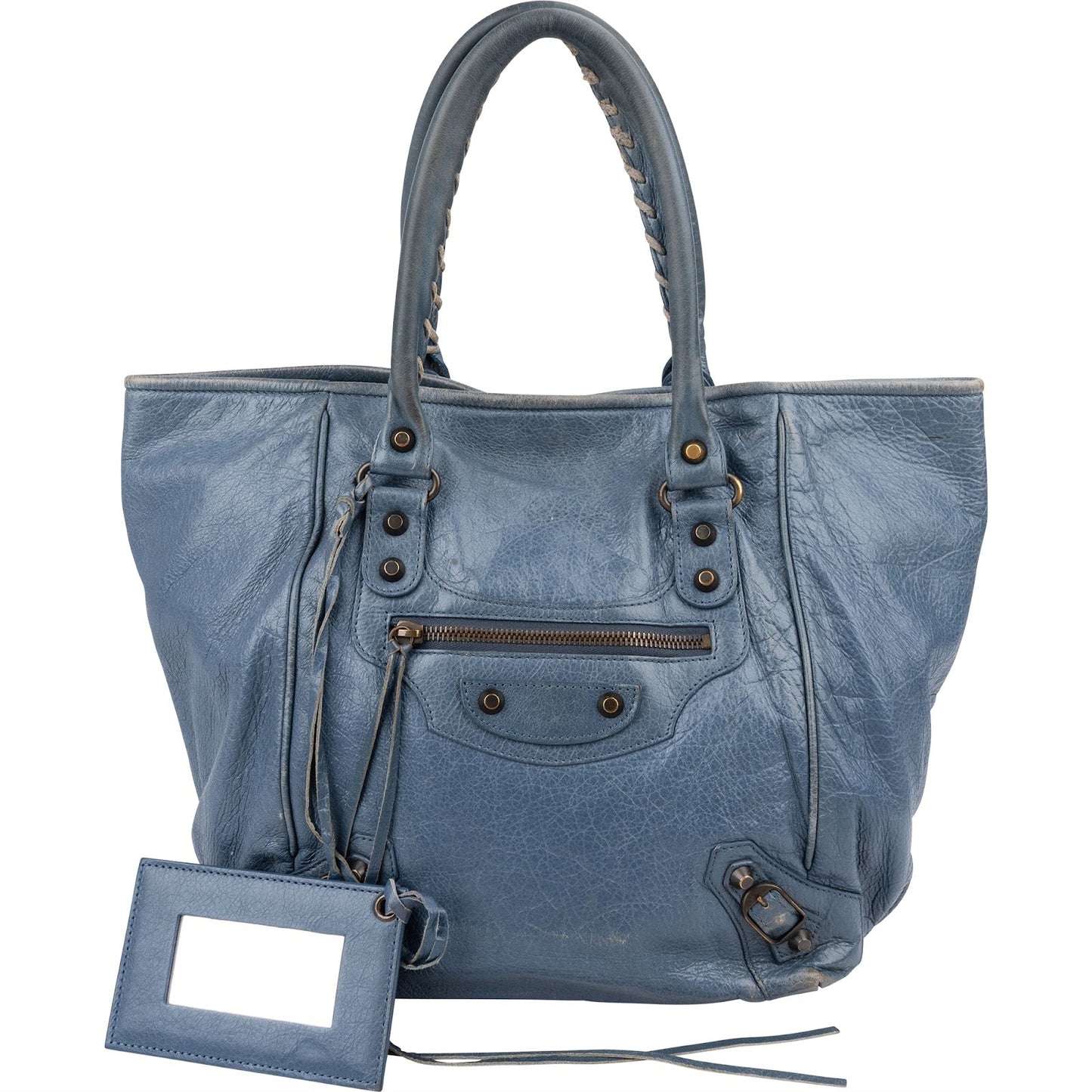 Balenciaga Blue Leather The Work City Tote Shoulder Bag