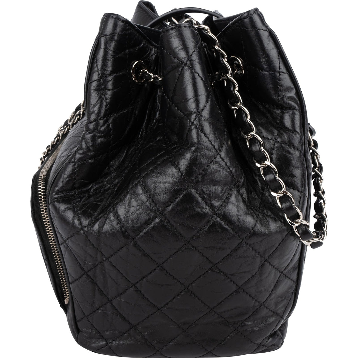 Chanel Quilted Calfskin CC Chain Drawstring Bucket Shoulder Bag