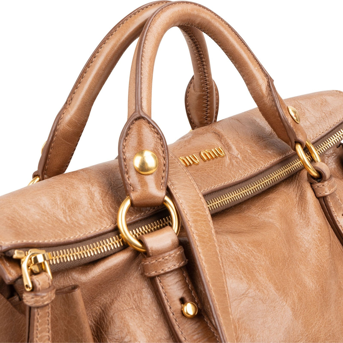 Miu Miu Brown Leather Vitello Lux Bow Shoulder Bag
