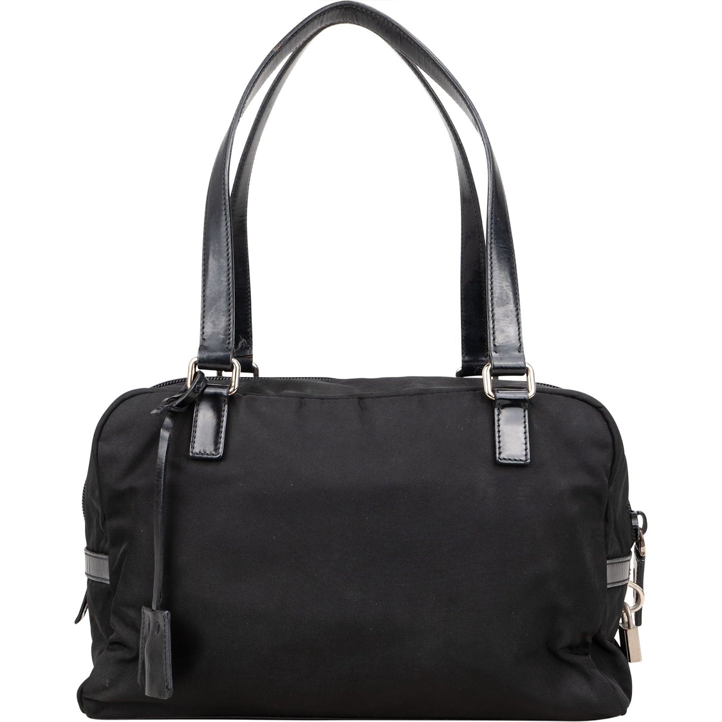 Prada Tessuto Patent Leather Emblem Satchel Handbag