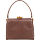 Gucci Brown Leather Bamboo Lock Top Handle Handbag