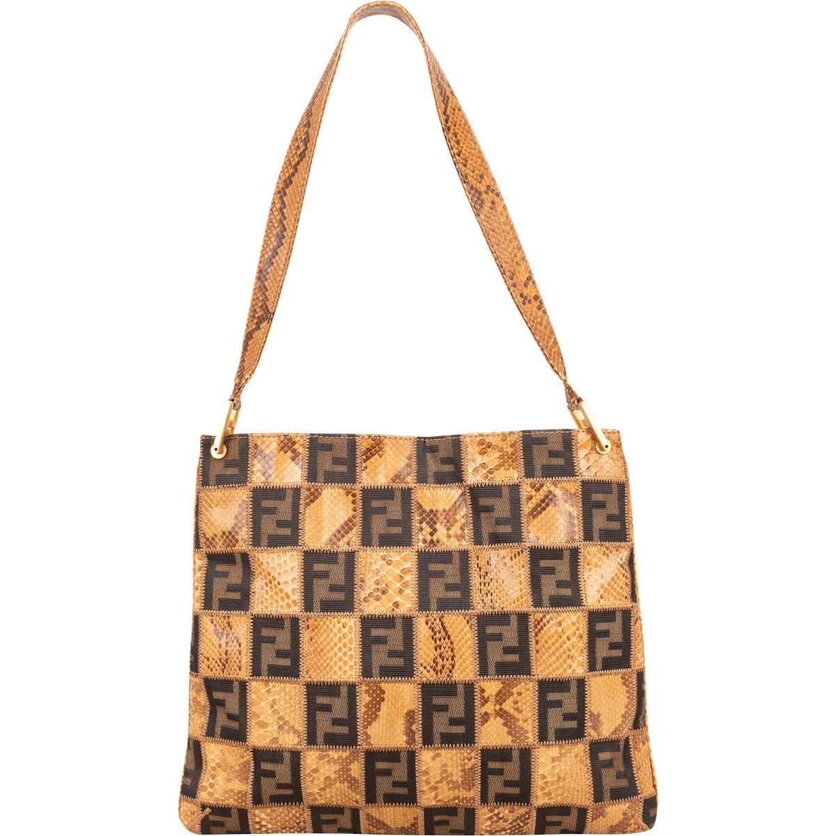 Fendi Zucca Canvas Patchwork aus Pythonleder und Leder – Vorderansicht