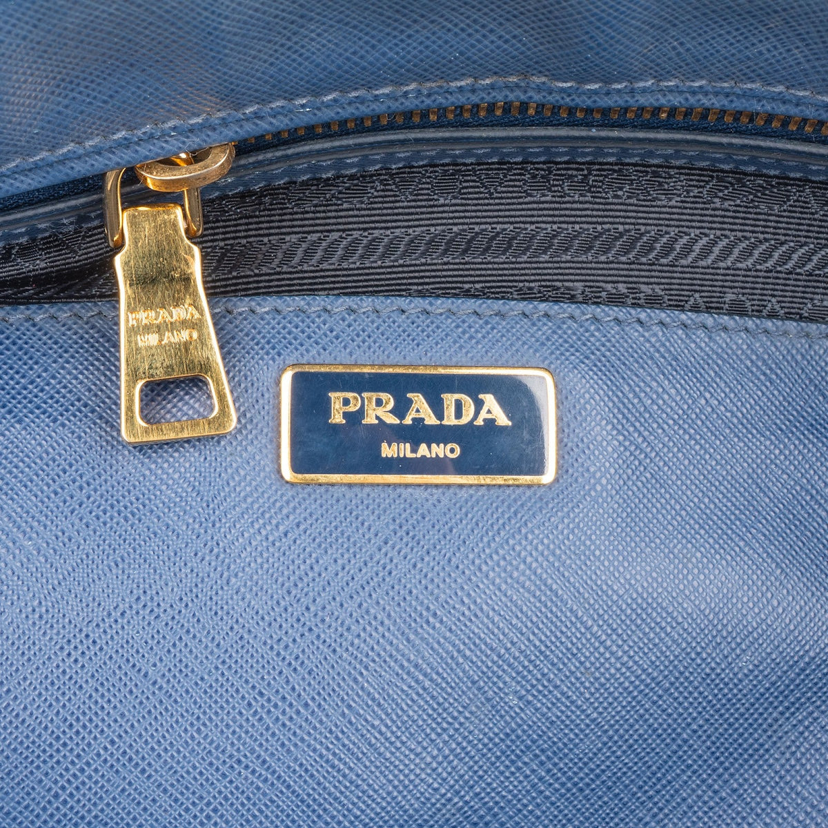 Prada Blue Saffiano Leather Galleria Handbag