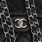 Chanel Quilted Caviar Leather Palladium Double Flap Jumbo Crossbody Bag