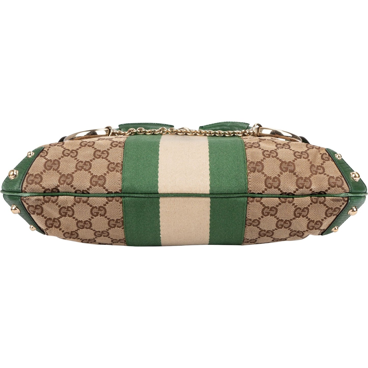 Gucci Monogram GG Web Stripe Horsebit Hobo Shoulder Bag