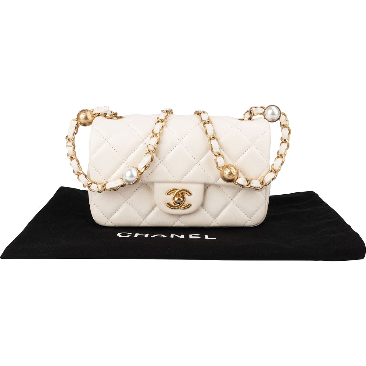 Chanel Quilted Lambskin Mini Rectangular Pearl Single Flap Crossbody Bag
