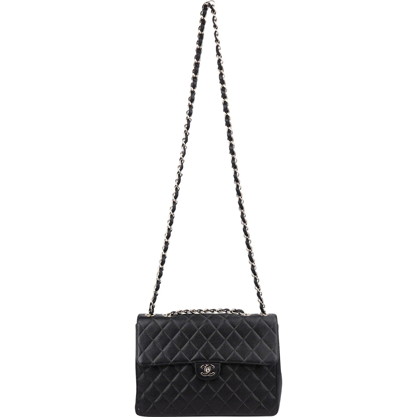 Chanel Quilted Caviar Leather Jumbo Single Flap Crossbody Bag