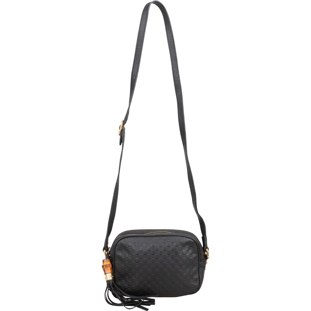 Gucci Guccissima Leather Bamboo Tassel Camera Crossbody Bag