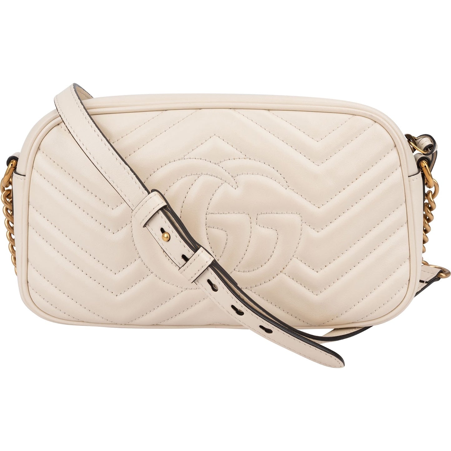 Gucci Chevron Matelassé Leather GG Marmont Medium Camera Crossbody Bag