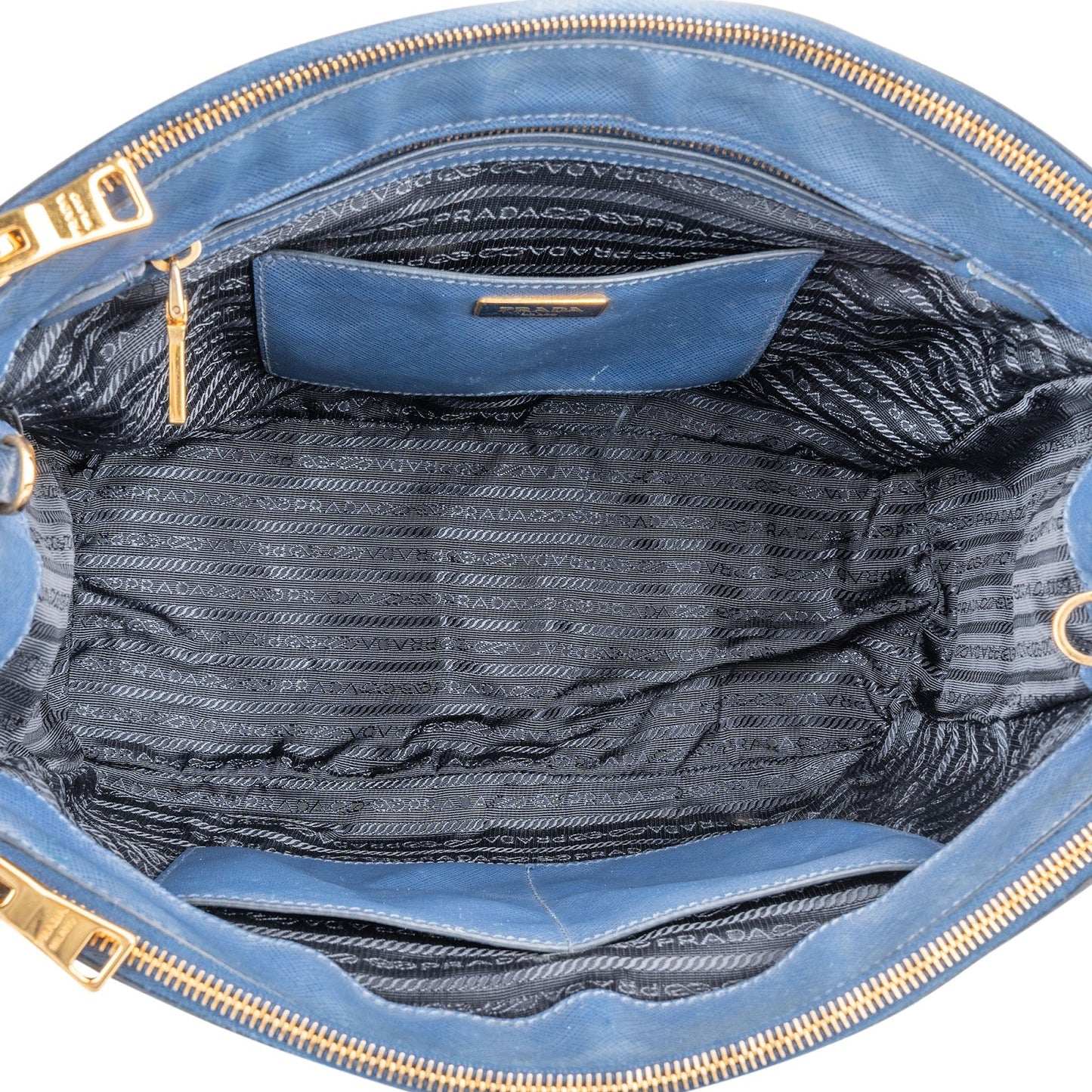 Prada Blue Saffiano Leather Galleria Handbag