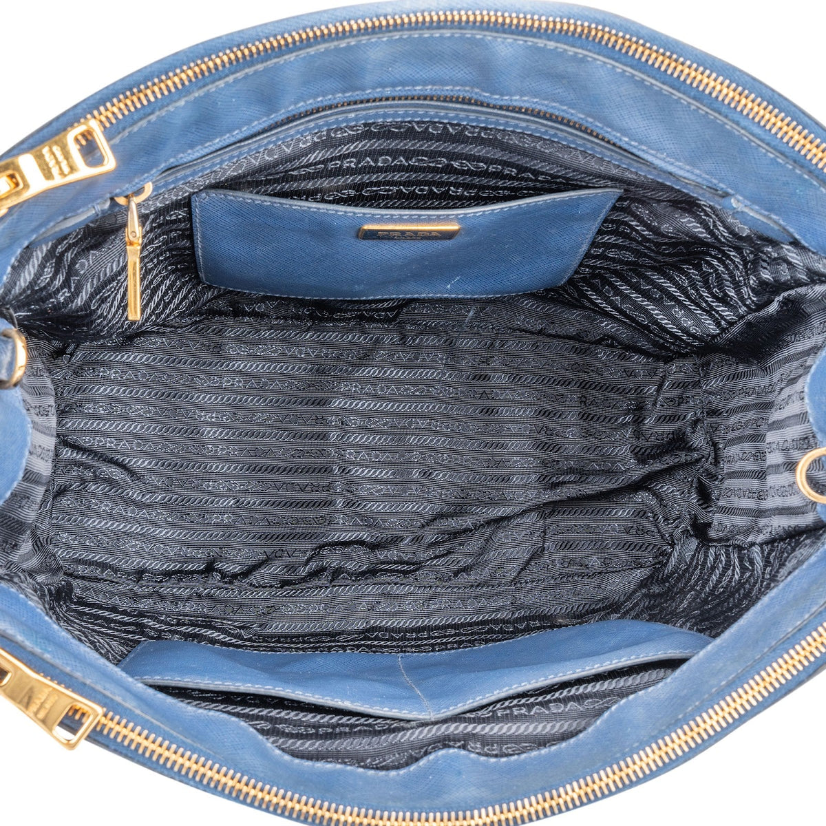 Prada Blue Saffiano Leather Galleria Handbag