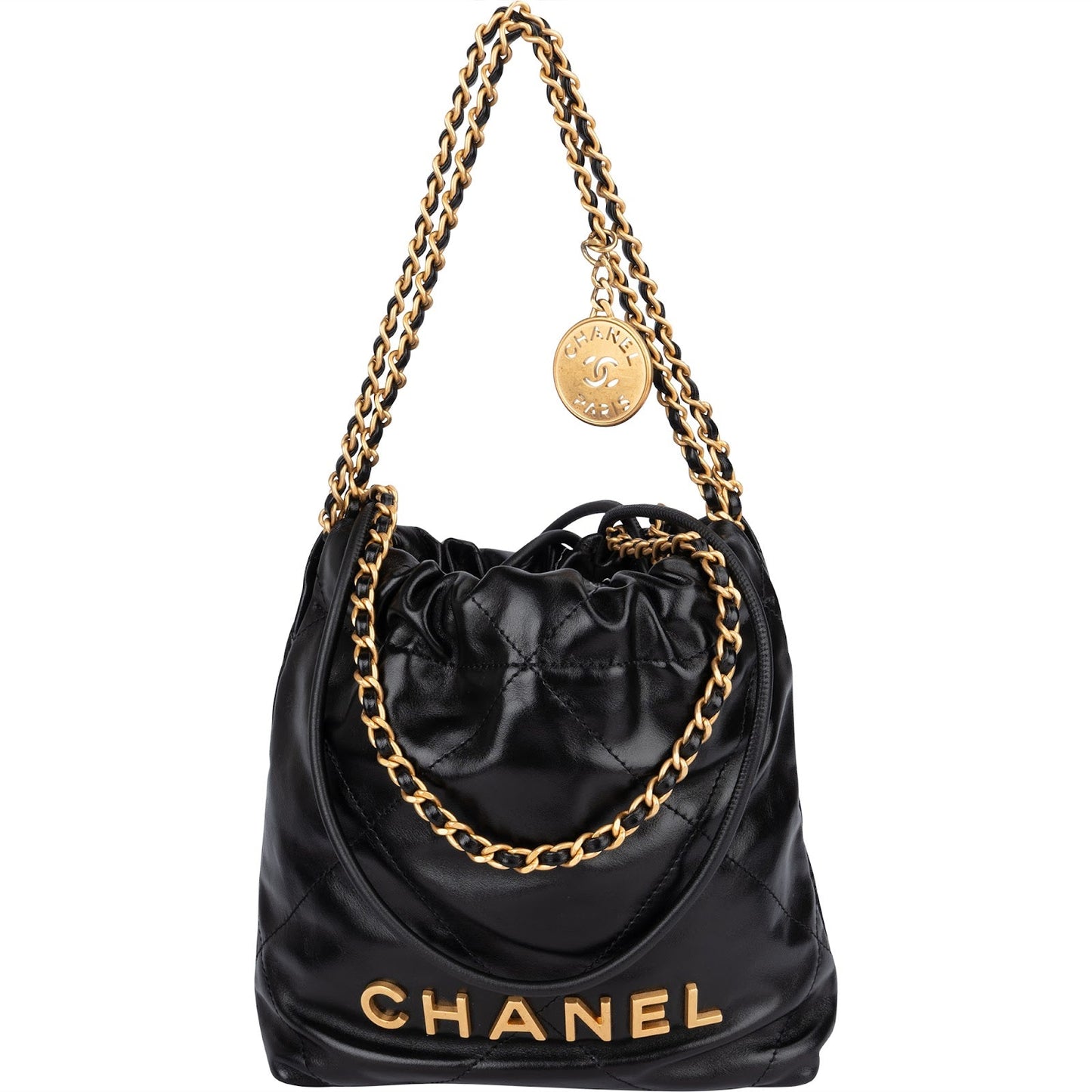 Chanel 22 Stitching Lambskin Small Drawstring Crossbody Bag