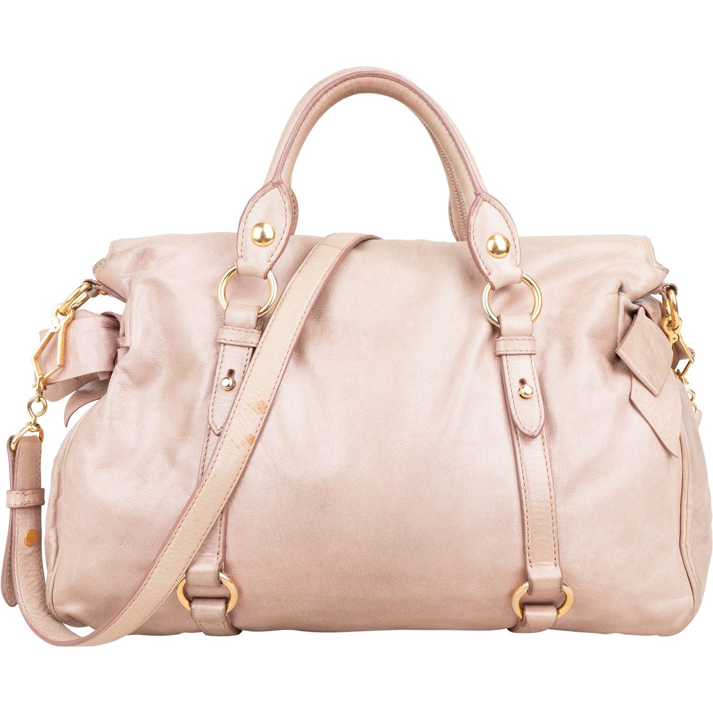Miu Miu Vitello Lux Leather Bow Satchel Handbag