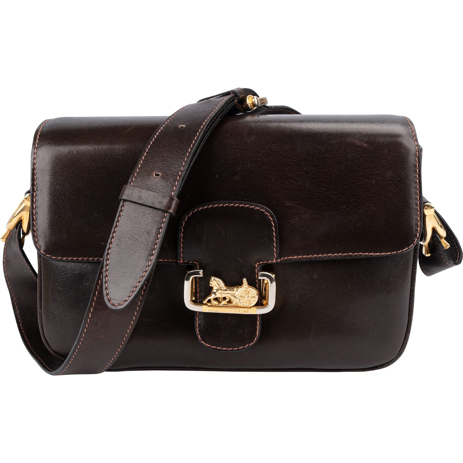 Celine Box Leather Horse Carriage Shoulder Bag