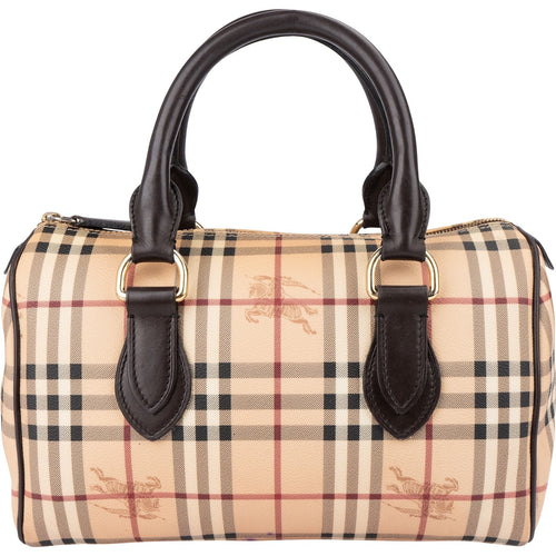 Burberry Haymarket Check Coated Canvas Boston 30 Handbag