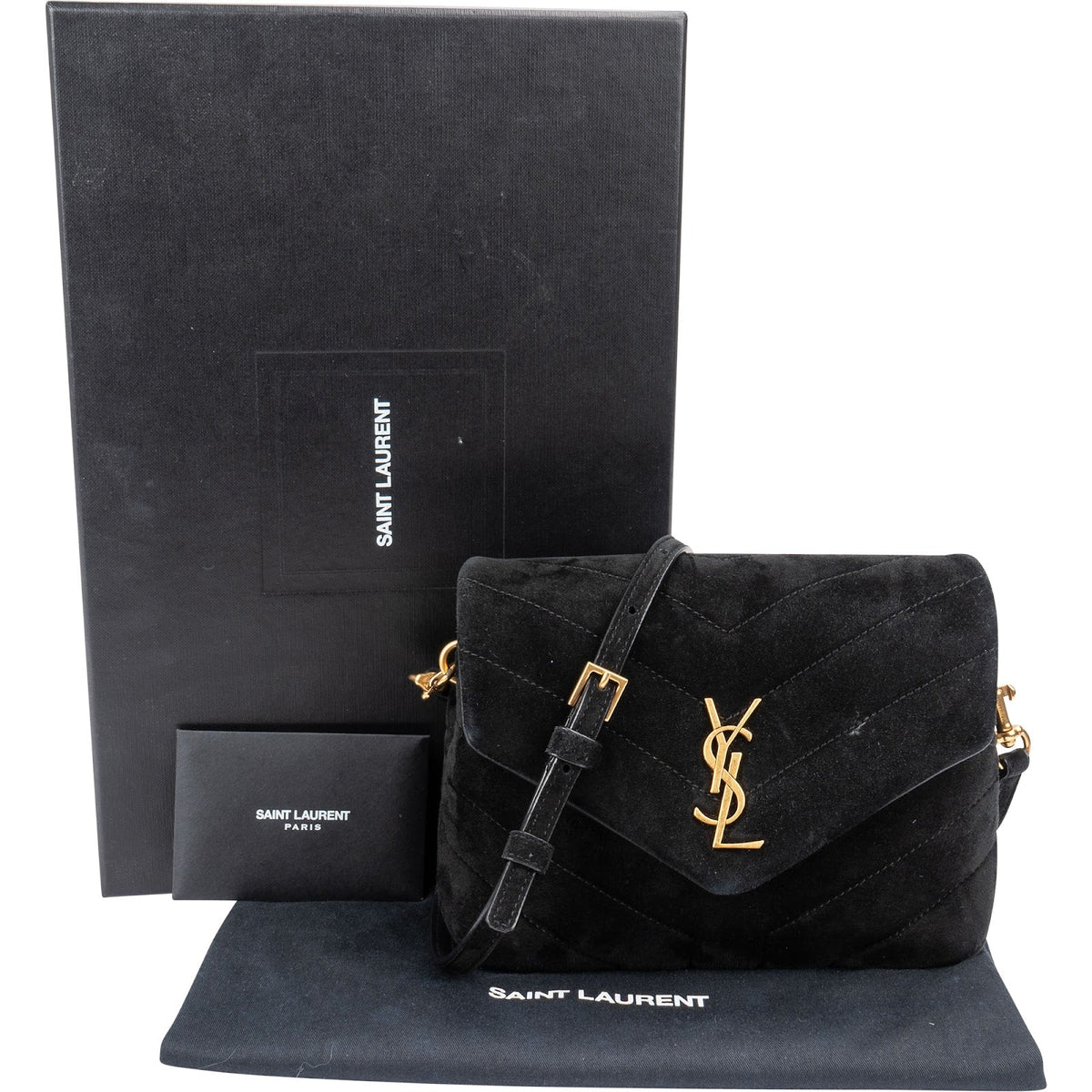 Yves Saint Laurent Quilted Suede Mini Loulou Puffer Crossbody Bag