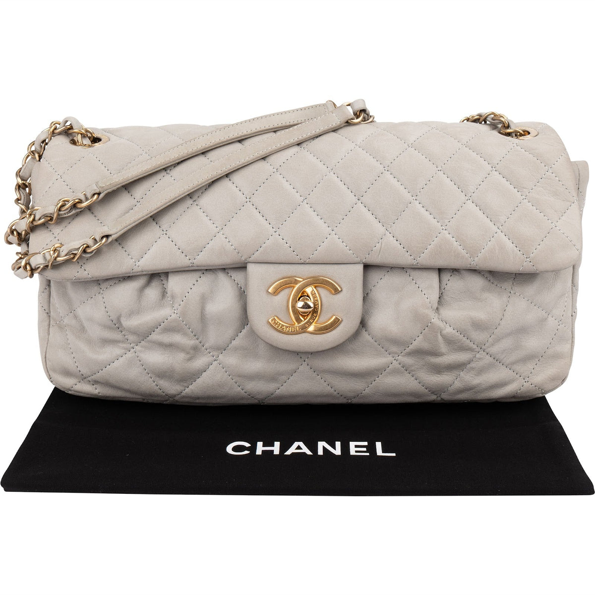 Chanel Quilted Nubuc Easy Single Flap Shoulder Bag