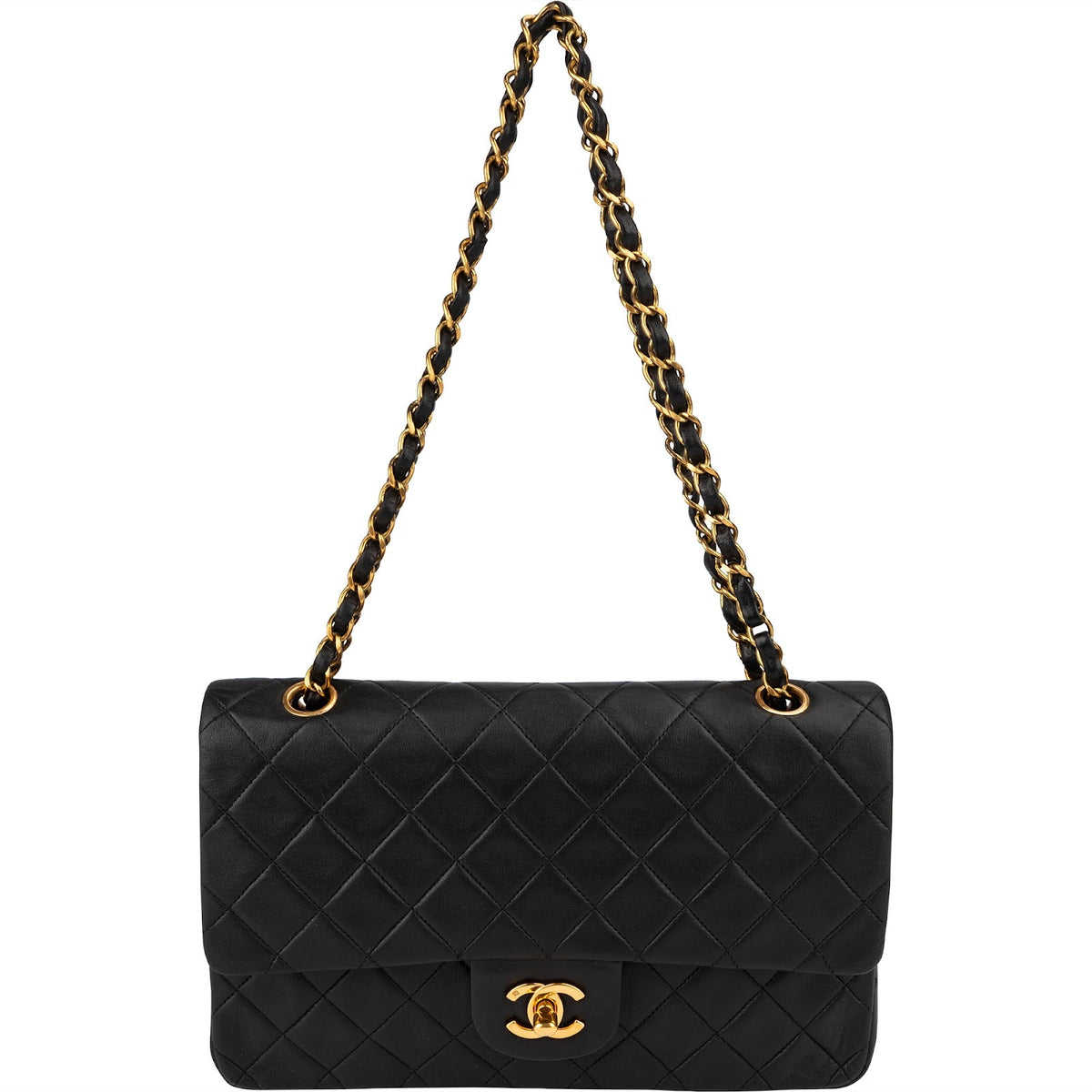 Chanel Quilted Lambskin 24K Gold Medium Double Flap Shoulder Bag