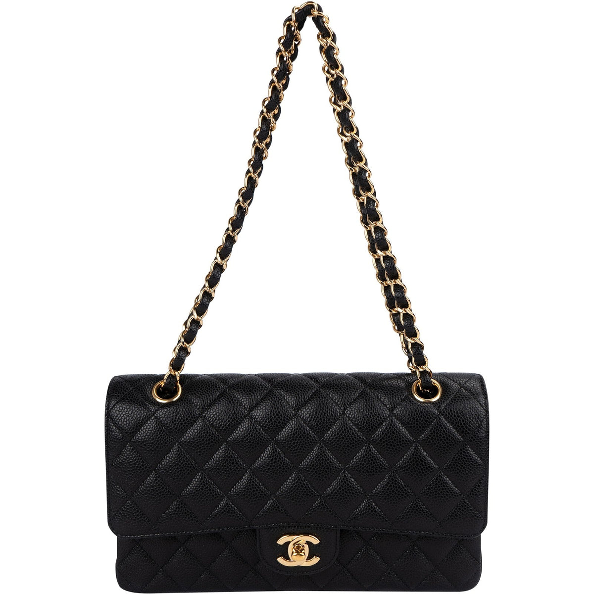 Chanel Quilted Caviar Leather Medium Double Flap Shoulder Bag