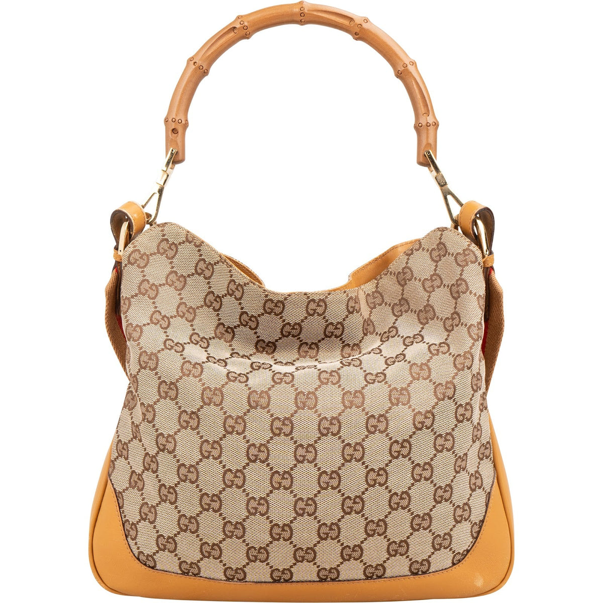 Gucci Monogram GG Canvas Bamboo Handle Shoulder Handbag