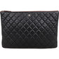 Chanel Black Quilted Caviar Leather CC Clutch