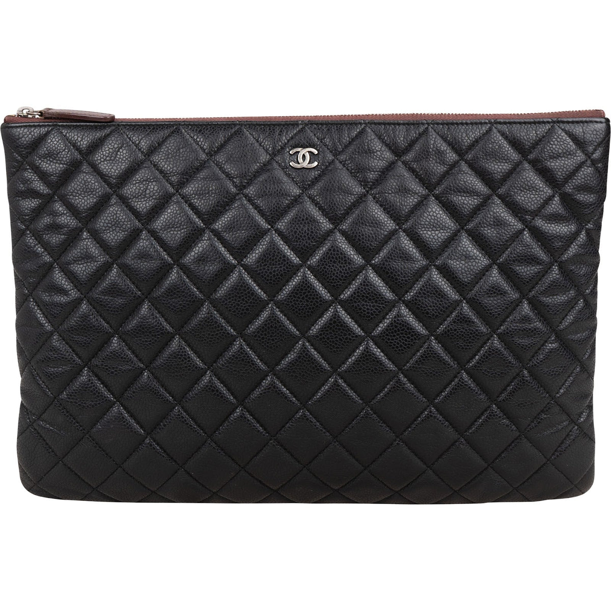 Chanel Black Quilted Caviar Leather CC Clutch
