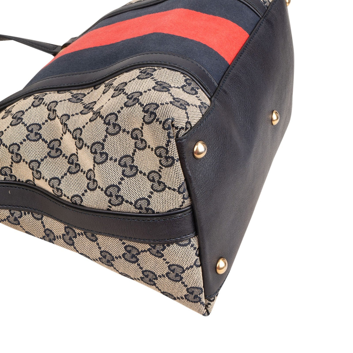 Gucci Monogram Canvas GG Marrakech Web Stripe Bamboo Tassel Crossbody Handbag